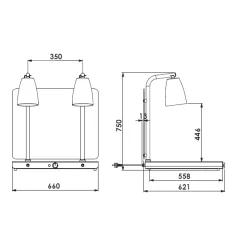 SURFACE CHAUFFANTE AVEC 2 LAMPES INFRAROUGES HELIOS 2/1 FIX P2