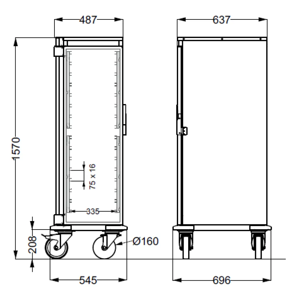 ARMOIRE EN ACIER INOXYDABLE SUR ROULETTES POUR CONTENEURS GN NEUTROVEGA 1 C16 (039NE1/1C16)