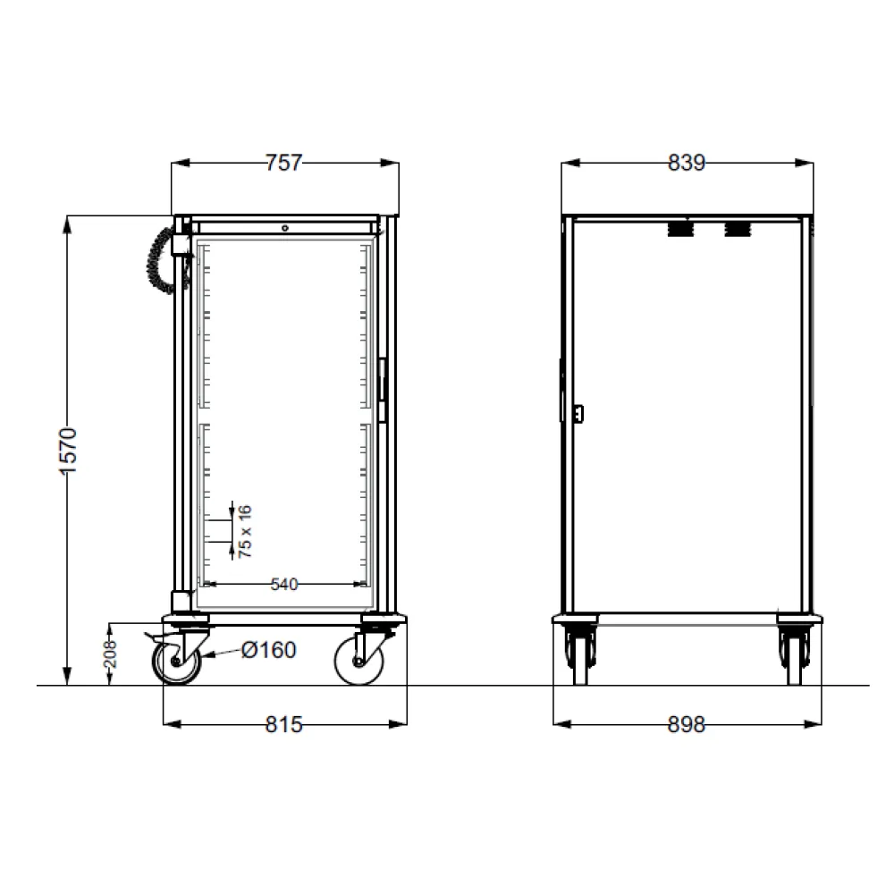 ARMOIRE EN ACIER INOXYDABLE SUR ROULETTES POUR CONTENEURS GN NEUTROVEGA 2 C16 (039NE2/1C16)