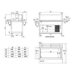 BUFFET RÉFRIGÉRÉ AVEC PLAN DE TRAVAIL EN ACIER INOXYDABLE OMNIA 2PR-IN