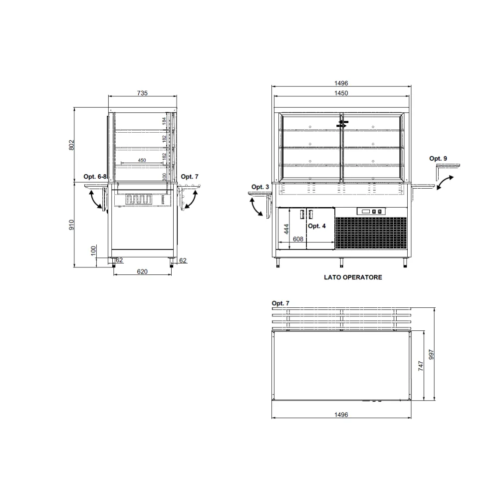 VITRINE VENTILÉE AVEC VITRINES FIXES OMNIA 4DSP/FX (01900OMNDSP/FX)