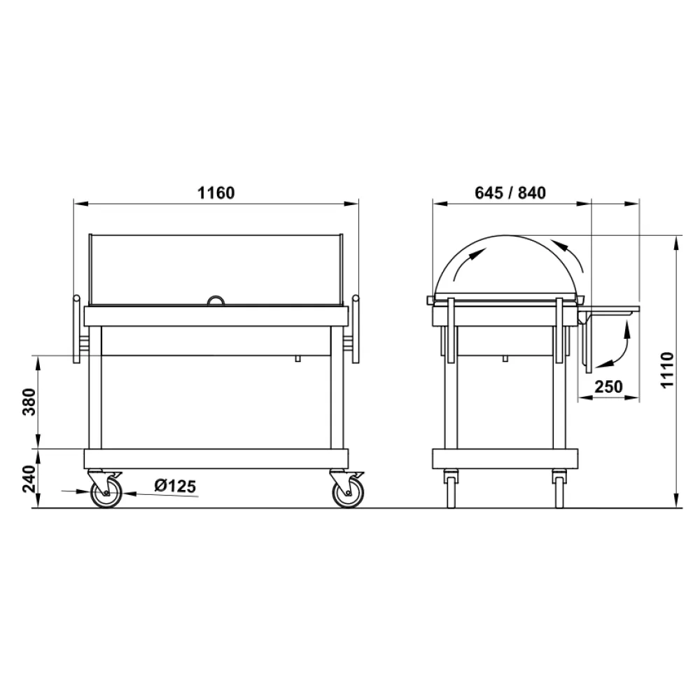 CHARIOT DE SERVICE AVEC DÔME EN VERRE ARTEMIDE REF EUT (008INARTREFEU)