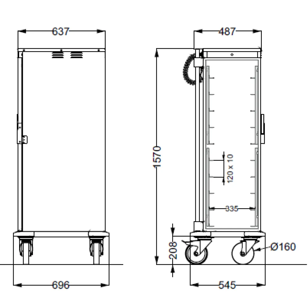 ARMOIRE CHAUDE INOX SUR ROULETTES THERMOVEGA 1 L10 (039TH1-1L10)
