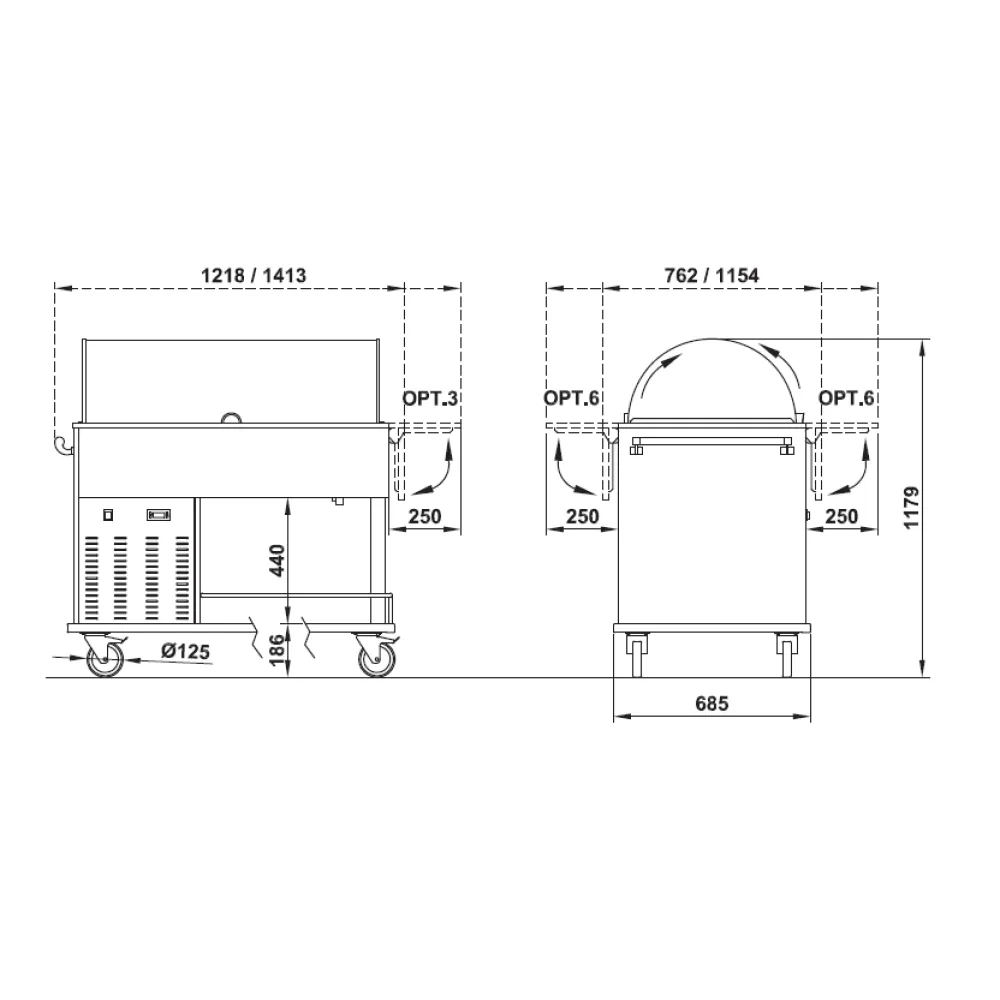 CHARIOT FRIGORIFIQUE AVEC OUVERTURE DOMADE ZEUS (01100ZEUS00LE)