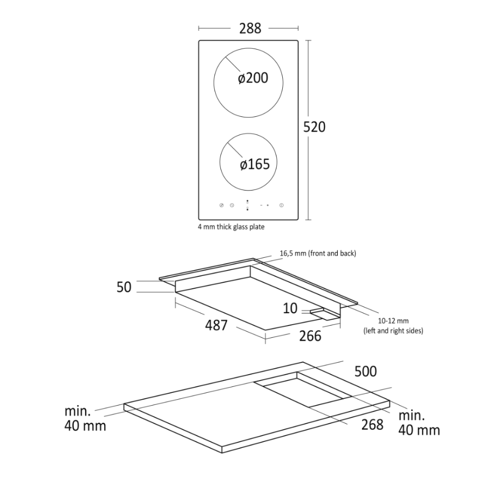 Ceramic stove hob K 30 Domino (33050030310000)
