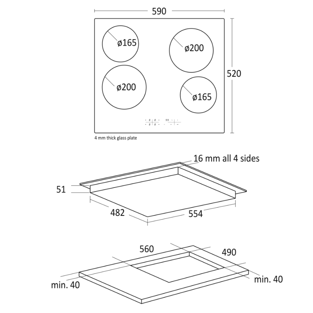 Ceramic stove hob K 61 (33050061310000)