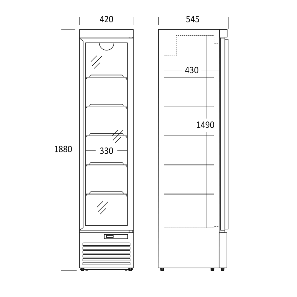 Réfrigérateur vitrine 157L  DC160BD (26311110000DC160BD)