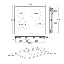 Table de cuisson vitrocéramique HOC60F