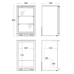 Réfrigérateur-vitrine 86L SC 131 HE