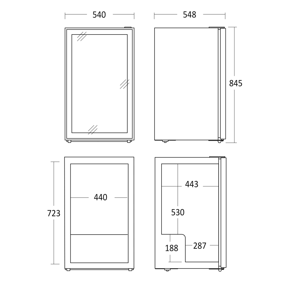 Réfrigérateur-vitrine 115L DC126BB (35311110000DC126BB)