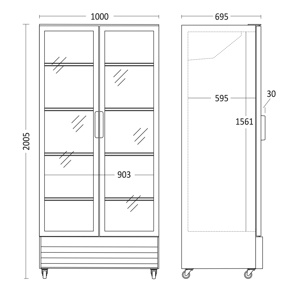 Réfrigérateur vitrine, noir 660L SD 826 BE (26310826BE10000)