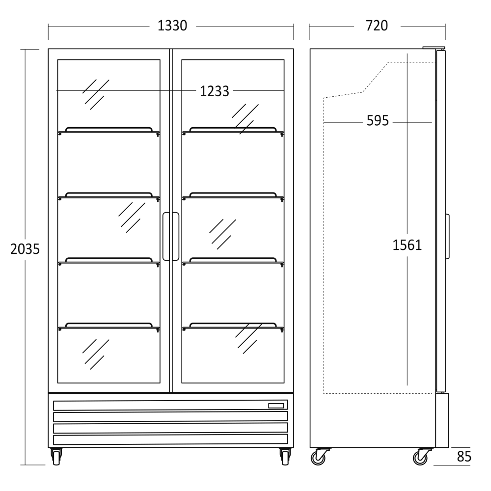 Réfrigérateur vitrine, noir 917L SD 1326 BE (26311110000SD1326BE)