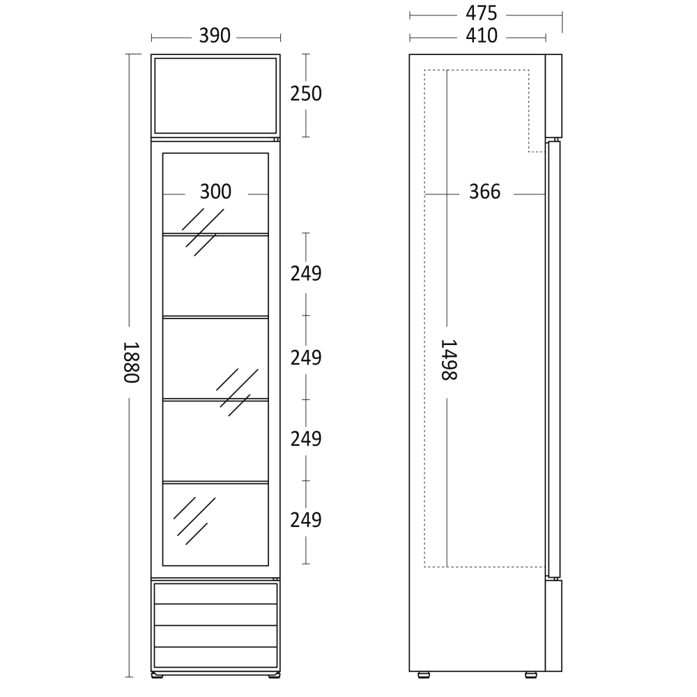 Réfrigérateur vitrine, noir 133 L SD 217 BE (26310217310000)