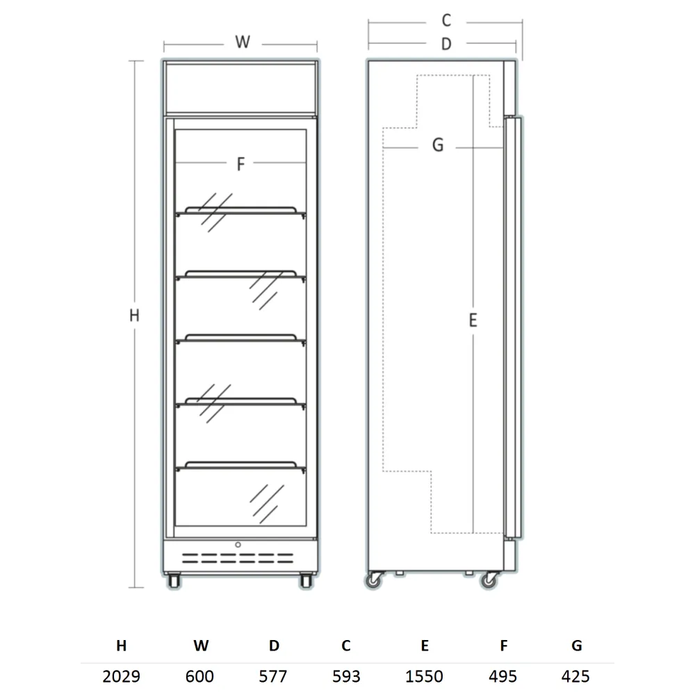 Réfrigérateur vitrine 274L DCC360BD (263111DCC360BD)