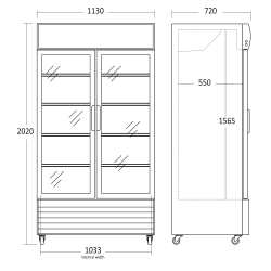 Réfrigérateur vitrine, blanc 758L SD 1002 HE