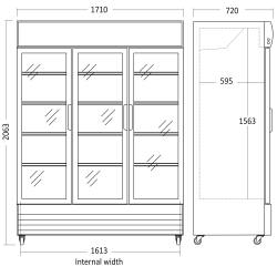 Réfrigérateur vitrine, blanc 1152L SD 1502 HE